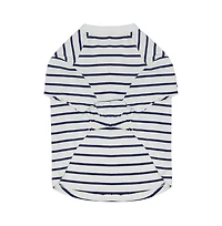 Dogs & Cats Co. Striped Henley Dog Tee with Chest Pocket Red and White 16"