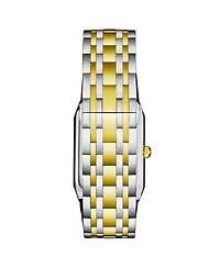 Stuhrling Empire Edge Two-Tone 4084 Rectangular Watch – Blue Dial Quartz Date Stainless Bracelet