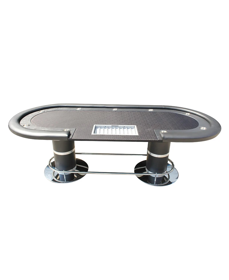 Flynama 96Inch Oval Poker Table with Waterproof Felt and Nine Cup Holders Professional Texas Holdem Table with Dealer Chip Tray and Padded Armrests
