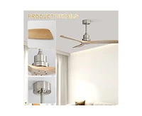 Sofucor 52-inch Modern Sand Nickel 3-Blade Light Ceiling Fan with Remote Control and Supporting Mobile Device Connection