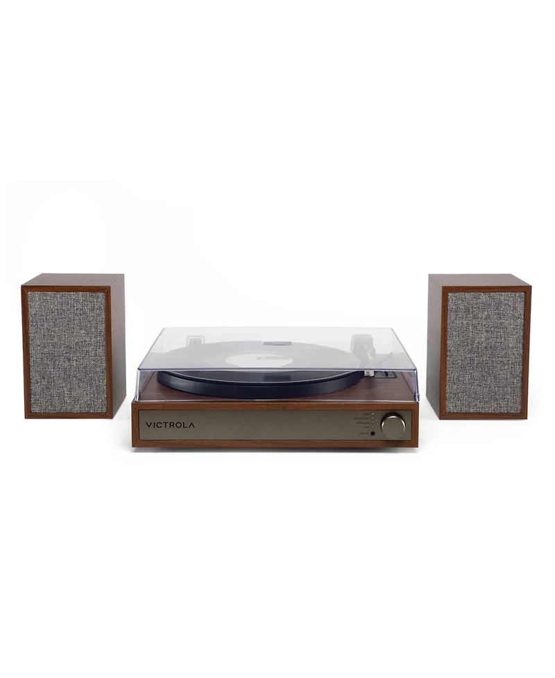 Victrola Harmony Bluetooth Turntable System with Speakers, Walnut