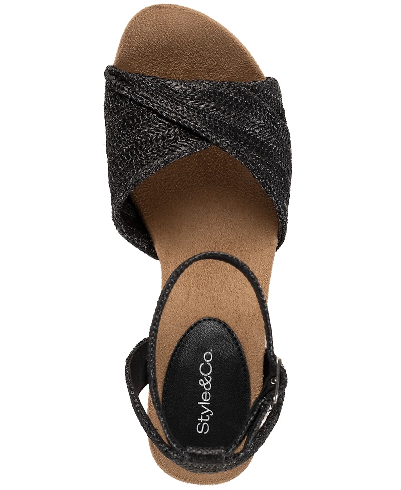 Style & Co Women's Milliee Round Toe Wedge Sandals, Macy's Exclusive