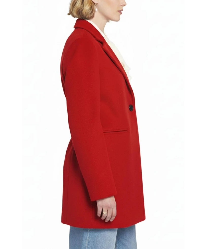 Elle Collection Women's Melton Coat with Printed Lining Trench