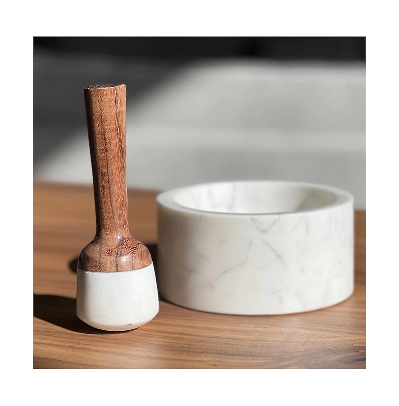Verve Culture Marble and Wood Mortar & Pestle