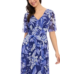 London Times Women's V-Neck Smocked Bodice Maxi Dress