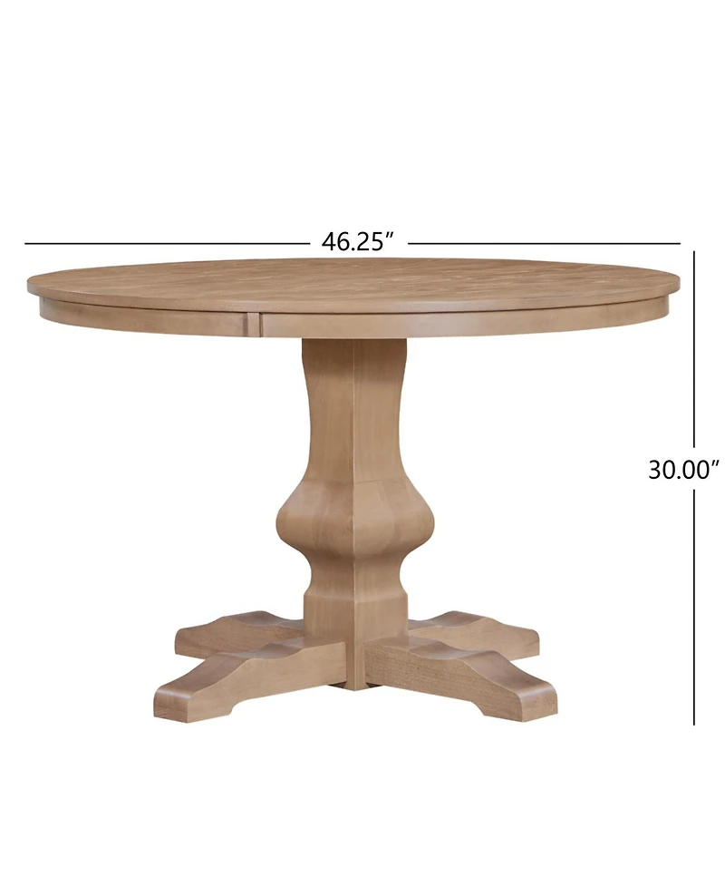 Streamdale Furniture Rustic Wire-Brushed Round Dining Table with Pedestal Base