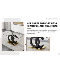 Streamdale Furniture Glass Dining Table with Oc-Shaped Black Mdf Legs & Gold Base