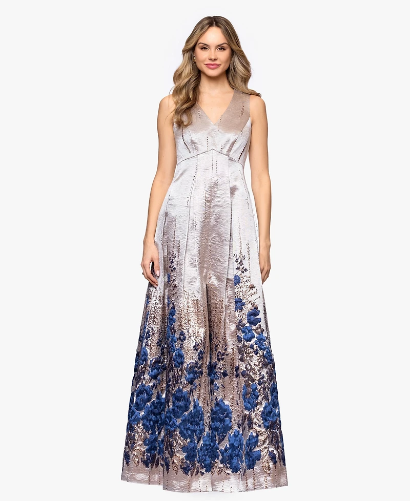 Betsy & Adam Petite Printed A-Line Long Dress