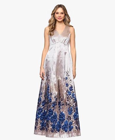 Betsy & Adam Petite Printed A-Line Long Dress