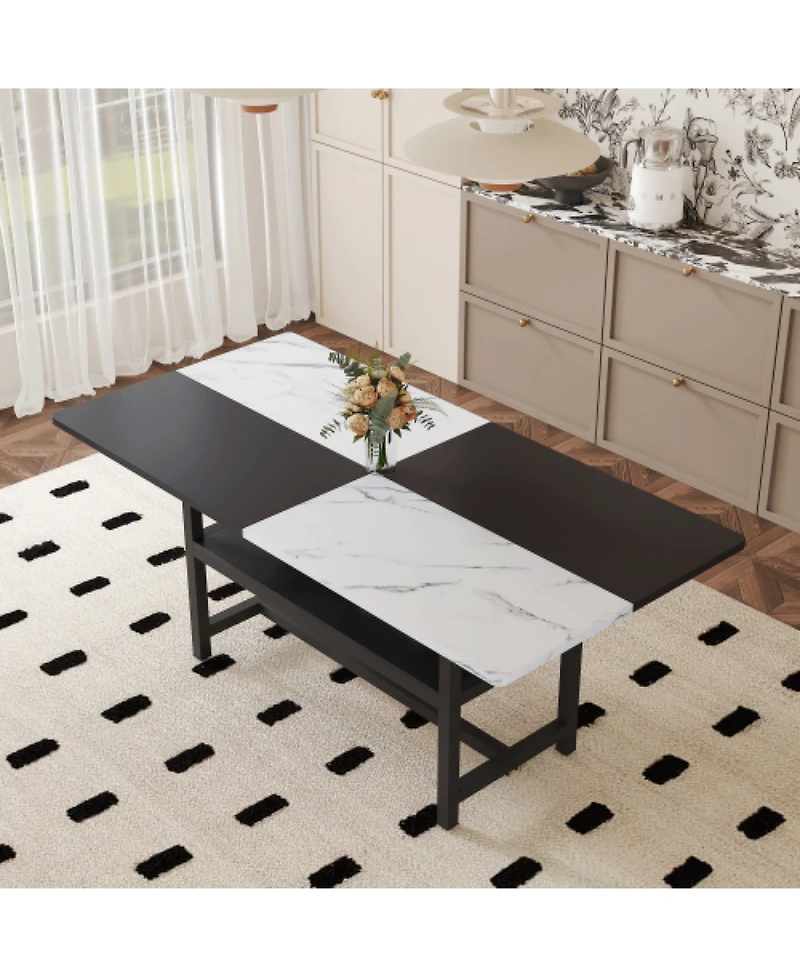 Streamdale Furniture Streamdale 71" Black and White Checkered Table