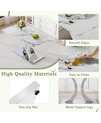 Streamdale Furniture Streamdale Transformable Stainless Steel Dining Table - White Glass Top, 63"x35