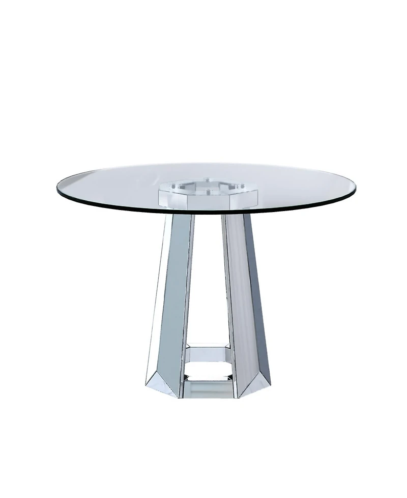 Streamdale Furniture Modern minimalist round glass dining table with round base