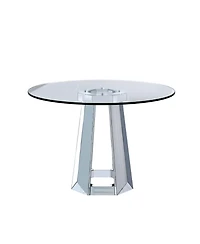 Streamdale Furniture Modern minimalist round glass dining table with round base
