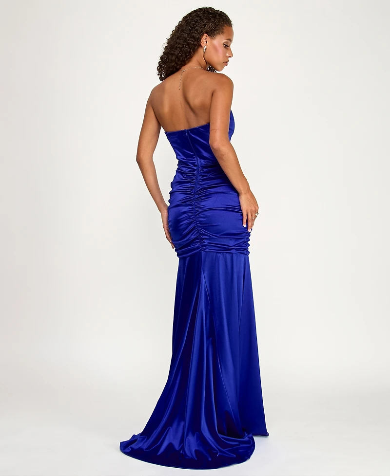 Emerald Sundae Juniors' Strapless Corset Mermaid Gown