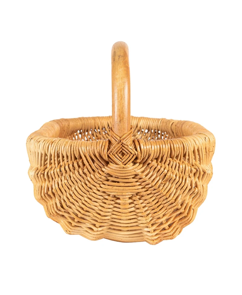 Storied Home Hand-Woven Rattan Basket with Handle, Natural