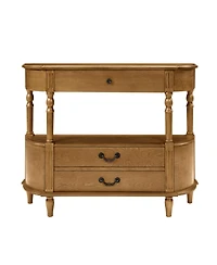 Streamdale Furniture Streamdale Retro Curved Wood Console Table with 3 Drawers, 43" Entry Table with Storage Shelf, Brown