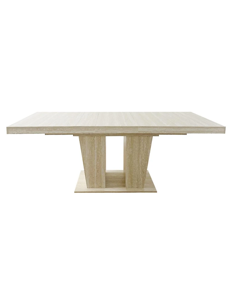 Streamdale Furniture Rectangular extendable dining table (6-10 people, 160-200cm) with veined travertine.