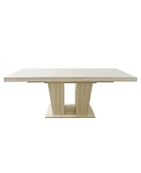 Streamdale Furniture Rectangular extendable dining table (6-10 people, 160-200cm) with veined travertine.