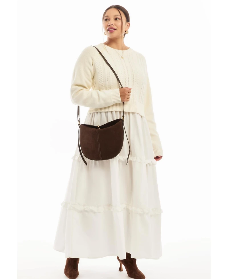 June & Vie Women's Tiered Mixed-Media Maxi Dress