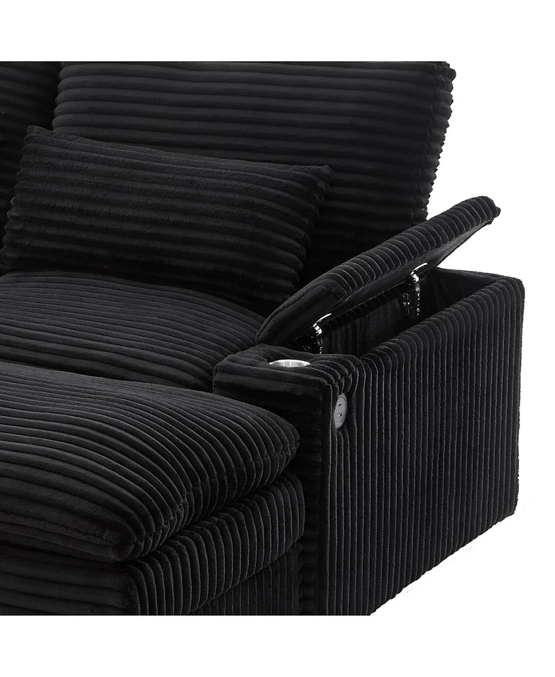 Streamdale Furniture Loveseat Sofa 70.9" Sectional Convertible Bed w/Storage, Ottomans, Usb & Cup Holders