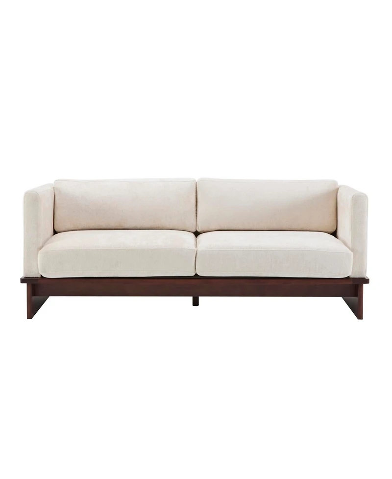 Streamdale Furniture Beige 77" Modern Boucle 3-Seater Sofa with Solid Wood Base