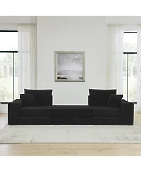 Streamdale Furniture Modular Cloud Sectional Couch, Modern L-Shaped Sofa with Ottoman, Black