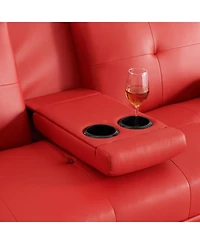 Streamdale Furniture Red Multifunctional Double Folding Sofa Bed with Coffee Table