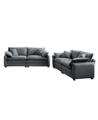 Streamdale Furniture Modern Grey Corduroy Two-Piece 2-Seater Sofa Set
