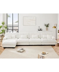Streamdale Furniture Streamdale Free Combination Modular Sectional Sofa, 4-Seater Comfy Cloud Couch, Chenille White