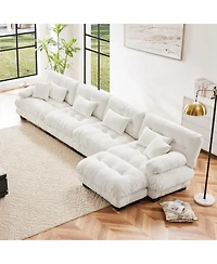 Streamdale Furniture Streamdale Free Combination Modular Sectional Sofa, 4-Seater Comfy Cloud Couch, Chenille White