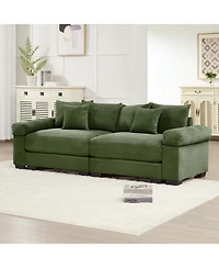 Streamdale 92" Oversized Cloud Modular Sectional Couch, Corduroy, Green