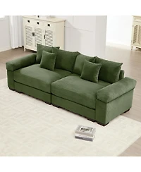 Streamdale 92" Oversized Cloud Modular Sectional Couch, Corduroy, Green