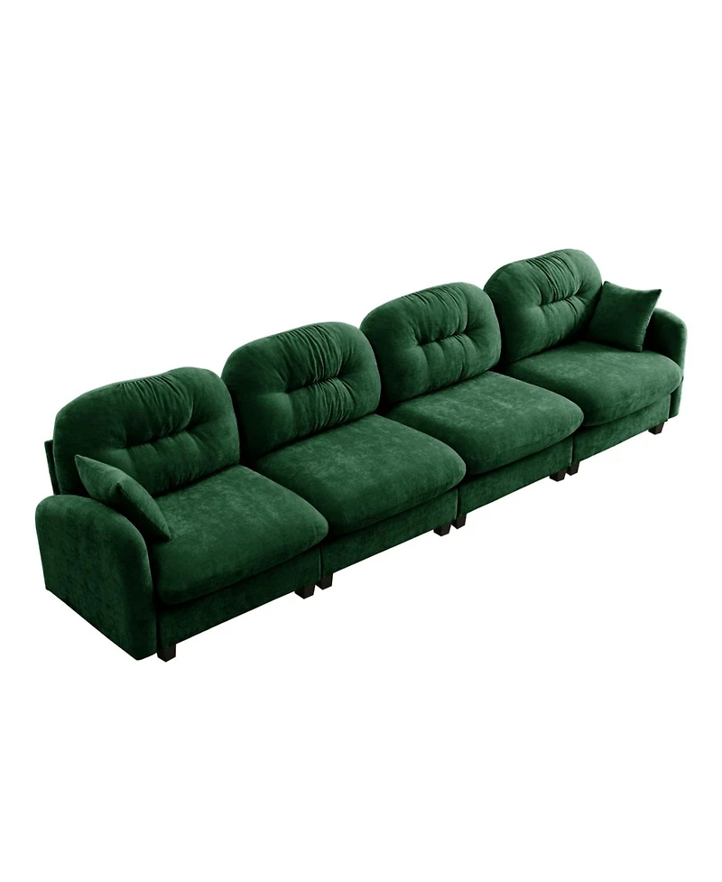 Streamdale Furniture Streamdale Four-Seater Modular Chenille Sectional Couch with Pillows, Green