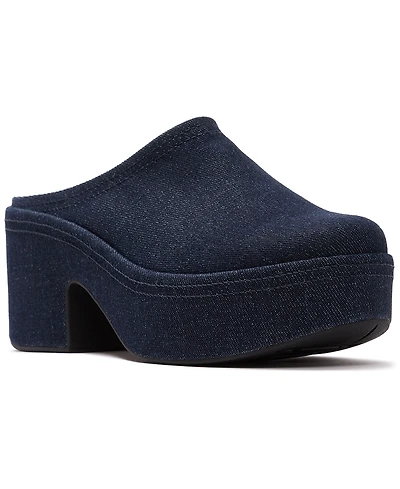 FitFlop Women's Platforms Denim Heeled Slip-On Mules