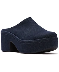 FitFlop Women's Platforms Denim Heeled Slip-On Mules