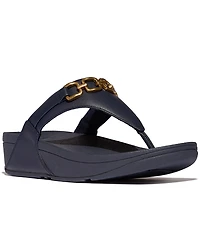 FitFlop Women's Lulu Square-Chain Leather Toe-Post Wedge Sandals