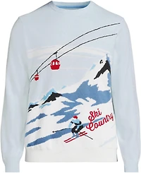 Lands' End Men's Long Sleeve Fine Gauge Holiday Crew Neck Sweater