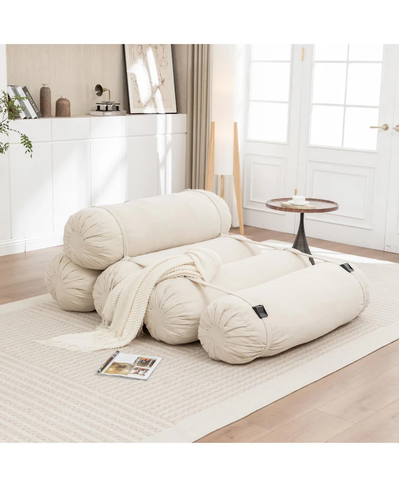 Streamdale Furniture Adjustable Corduroy Floor Sofa with Straps for Versatile Configurations