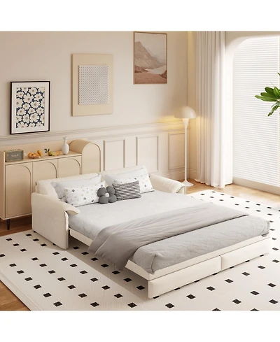 Streamdale Furniture Streamdale 66" Queen Pull Out Sofa Bed with Storage, 3-in-1 Convertible Velvet Loveseat