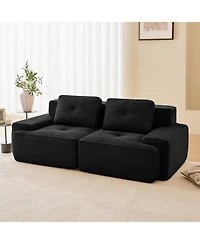Streamdale Furniture Streamdale 82" Modern L-Shaped Modular Sectional Sofa, Corduroy Fabric, Black
