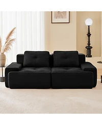Streamdale Furniture Streamdale 82" Modern L-Shaped Modular Sectional Sofa, Corduroy Fabric, Black