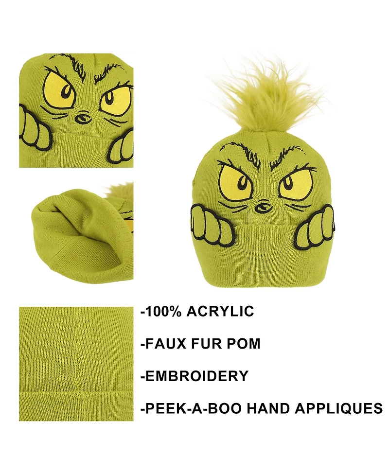 The Grinch Men's Peekaboo Hands Green Cuff Beanie