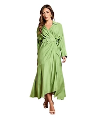 Coast Women's Twill Long Sleeve Wrap Dress With Belt