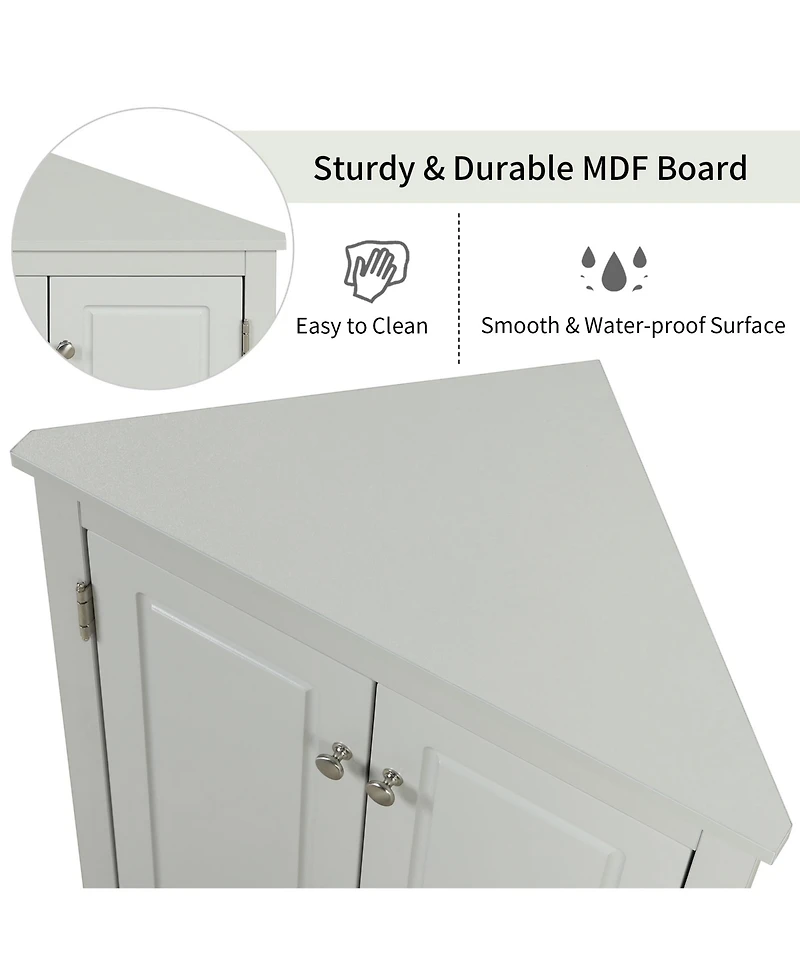 Casainc 31.5"H Triangle Corner Cabinet, Adjustable Shelves