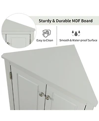 Casainc 31.5"H Triangle Corner Cabinet, Adjustable Shelves