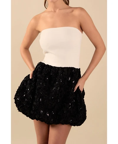 endless rose Women's Textured Strapless Voluminous Mini Dress