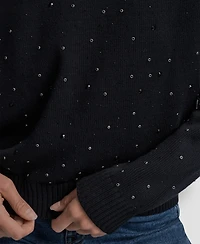 Dkny Jeans Women's Rhinestone Embellished Crewneck Sweater