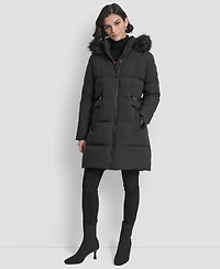 Dkny Women's Hooded Zipper Puffer Coat
