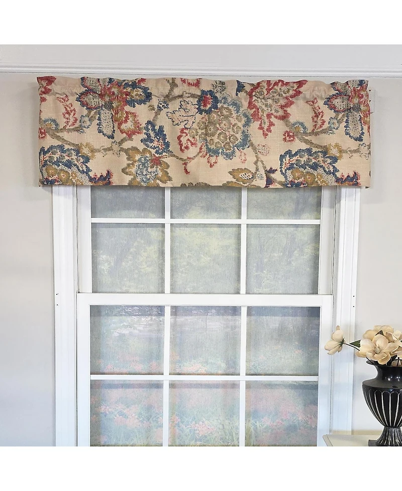 Rlf Home 100% Cotton High Quality Silvia Tailored Window Valance with 1.5" Rod Pocket 50" W X 12" L Multi