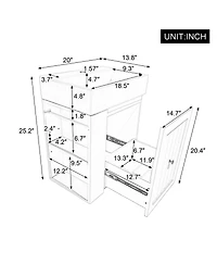 Casainc Bathroom Vanity with Ceramic Sink Storage Cabinet Drawer and Golden Handle